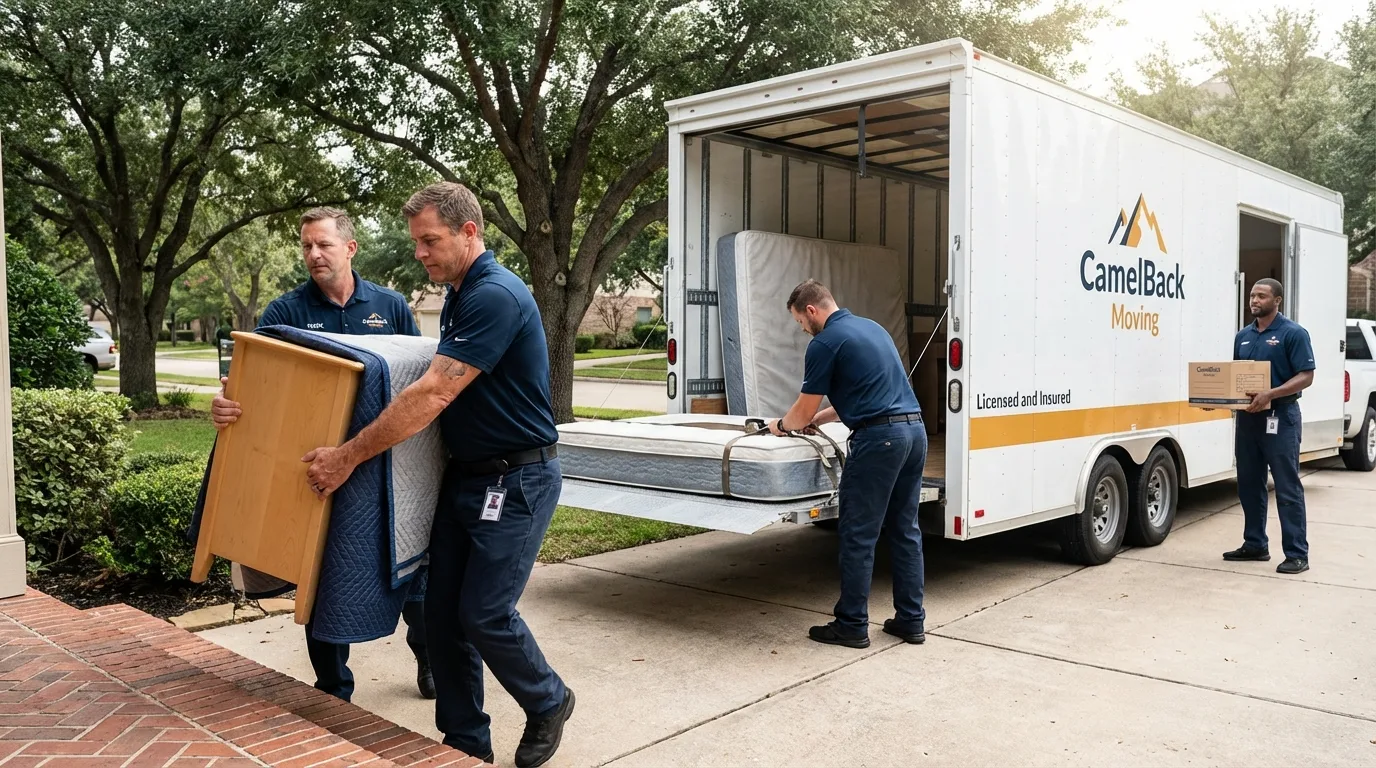 Crew loading residential truck for cross-state move from Murdo, SD