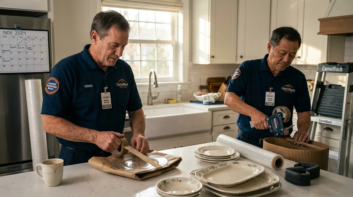 Professional crew packing kitchen dishware in Murdo, SD